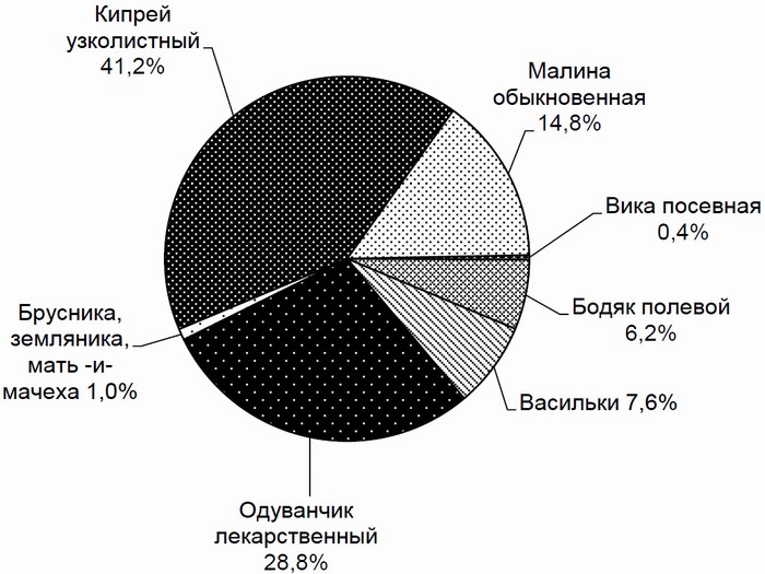 График структура травянистых и кустарниковых медоносов