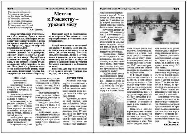 Статья пчеловода Метели к Рождеству – урожай мёду